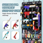 Over The Door Organizer for Toy Guns, Toy Storage, Toys Organizer with Pockets, Hook&Loop Straps for Foam Blasters, Darts, Go