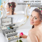 Dajasan Jewelry Organizer Box, Large Jewelry Boxes for Women Girls, Space-Saving 4 Layers Jewelry Storage Case with Drawer, M