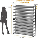 Large Shoe Rack 10 Tier Shoe Organizer, Heavy Duty Metal 5-Tier Stackable Shoe Storage Vertical Shoe Rack for Closet Front Do