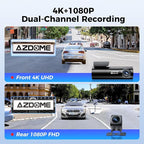 AZDOME M300S 4K Ultra HD Dual Dash Cam Front and Rear, Free 64GB Card, Built-in WiFi GPS Voice Control Car Camera, Night Visi