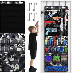 Over the Door Organizer for Toy Guns, Hanging Toy Guns Storage Organizer with Pockets and Slots for Kids Foam Blasters, Darts
