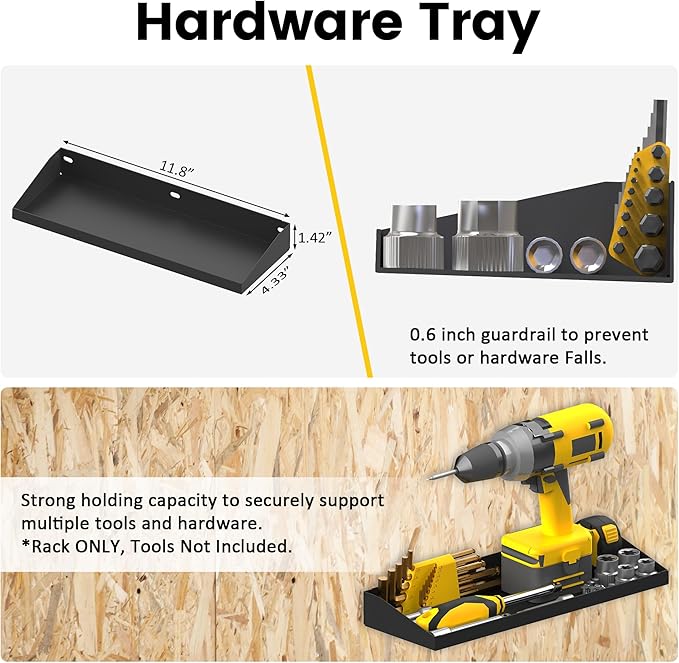 UNITEDPOWER Wall Mount Hand Tool Storage Set, Screwdriver Organizer, Pliers Holder, Hammer Rack, Metal Hardware Tray for Gara