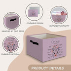 Purple Christian Foldable Basket Storage Bins Box with Handles, God Says You Are Bible Verse Butterfly Collapsible Organizer 