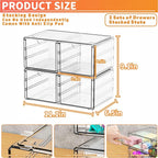 Yieach 2 Pack Acrylic Storage Drawers With 4 Drawers,Stackable Desk Organizers and Makeup Organizer,Large Clear Office Suppli