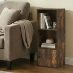 Furinno LUDER Book Shelf, 3-Tier Bookshelf with Open Shelf, Standing Bookcase with 1 Door Cabinet, 9.3 x 12 x 31.5, for Organ