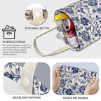 Cute Car Trash Can, Hanging Canvas Car Back Seat Organizer and Storage Bag, Funny Car Trash Bag For Travelling, Outdoor Blue Ceramic Floral