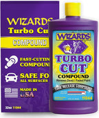 Wizards Turbo Cut Buffing Compound for Car Scratch Repair - 32 fl oz - Removes 1200-1500 Scratches - Rubbing Compound for Cars & Boats - Paint Restorer for Vehicles