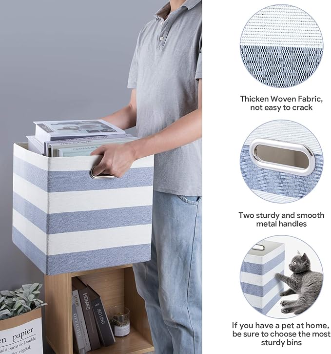 Posprica Storage Basket Bins,11×11 Collapsible Storage Cubes Fabric Drawers for Nurseries,Offices,Closets,Home Décor (Set of 