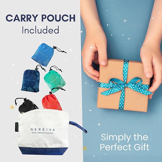5 Pack Foldable Grocery Bags into Tiny Pouch - Large Capacity Multi-Color, Great for Travel, Durable, Washable Packable Shopping Bag, Comes with a Carry Pouch, Lightweight