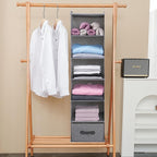 Large Hanging Sweater Organizer for Closet,Collapsible 6-Shelf Hanging Closet Shelves with Drawers, Washable (Grey-6 Shelf-1 