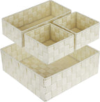 Posprica Woven Storage Baskets for Organizing, Small Black Baskets Cube Bin Container Tote Organizer Divider for Drawer, Clos