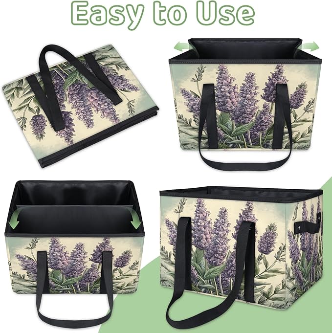 Reusable Grocery Bags Heavy Duty Shopping Bags Foldable Large Tote Bags with Long Handles & Hard Bottom