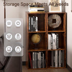 Cube Storage Organizer, 3 Cube Retro Bookshelf, Freestanding 3 Tier Open Shelf, Rustic Brown Retro Shelves for Home Office, B