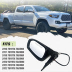 Right Passenger side Mirror Fits 2016-2022 Toyota Tacoma With Power Glass, Heated, Turn Signal, Blind Spot Detection and Manual Folding Match to White Paint Replace TO1320350 (8 Pins)