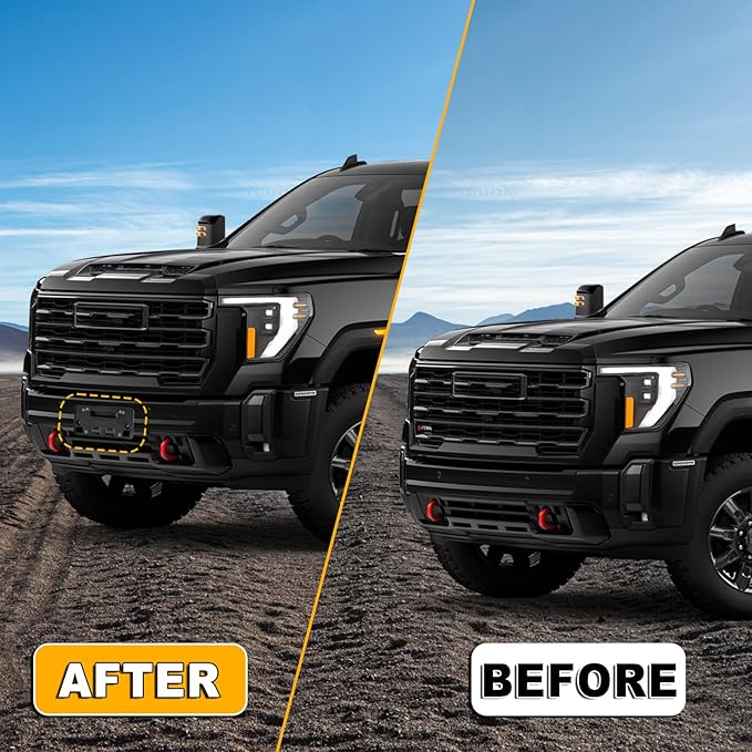 Front Bumper License Plate Frame Bracket Compatible with GMC Sierra 2500 HD 3500 HD 2020 2021 2022 2023, Black License Frame 