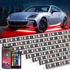 Nilight 8Pcs Aluminum Underglow Neon Accent Strip Lights 396 LEDs RGB Door Assist Multi Color DIY Sound Active Function Music Mode with APP and Remote Control Underbody Light Strips for Car Truck RV
