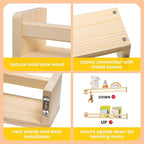 Fun Memories Nursery Book Shelves - Rustic Natural Solid Wood Floating Bookshelf for Kids - Wall Book Shelves for Kids Room (