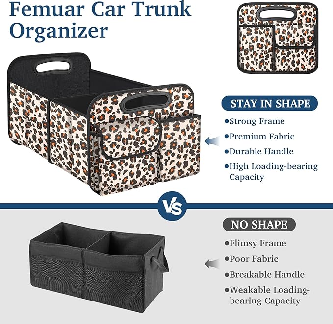 Femuar Car Trunk Organizer, Trunk Storage Organizer with Large Capacity Waterproof Collapsible Trunk Organizer for Car Suv/Je