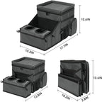 Car Seat Organizer, Backseat Car Organizer with Cup Holder Tray and Storages for Kids and Adults, Portable Travel Cooler for Car for Front or Back Seat Passenger Organizer Ccompartment (Grey)