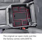 EDBETOS Center Console Organizer Tray for 2021-2026 Chevy Tahoe/Suburban and 21-2024 GMC Yukon Accessories, Fit Standard Console with Charging Socket Only, NOT for Power Sliding Console, Red