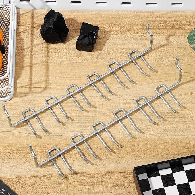 PRETYZOOM 2Pcs Multi-Prong Pegboard Accessories Organizer Kit, Tool Storage Hooks for Workshop Various Tools Home, Garage, Cr