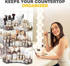 Asayuee 3-Tier Corner Bathroom Counter Organizer with Top Toothbrush Holders,Large Makeup Organizer Countertop with Brush Hol