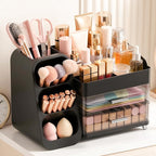 Large Capacity Makeup Organizer Countertop with Makeup Brush Holder for Vanity, Thickened Material, Bathroom Countertop Organ
