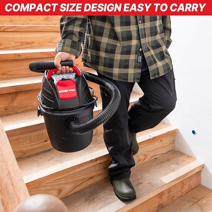 Shop-Vac 9303511 2.5 Gallon Wet Dry Vacuum, 2.5 Peak HP, 1.25 Inch Diameter x 4 Foot Hose, 12 Ft Cord Length, Wall Mounted, I