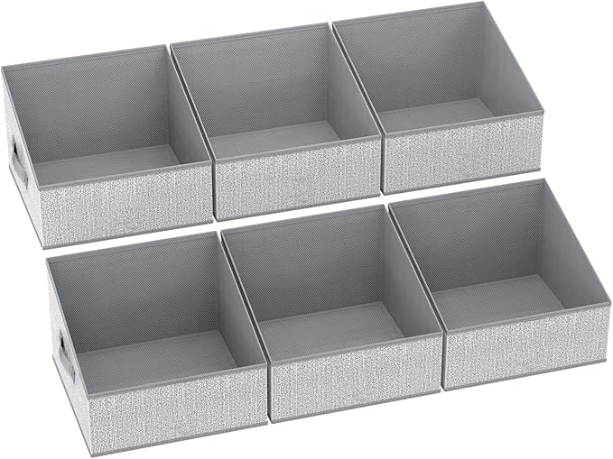 DIMJ Closet Storage Bins - Fabric Storage Baskets for Shelves, Collapsible Closet Organizers and Storage with Handles, Trapez