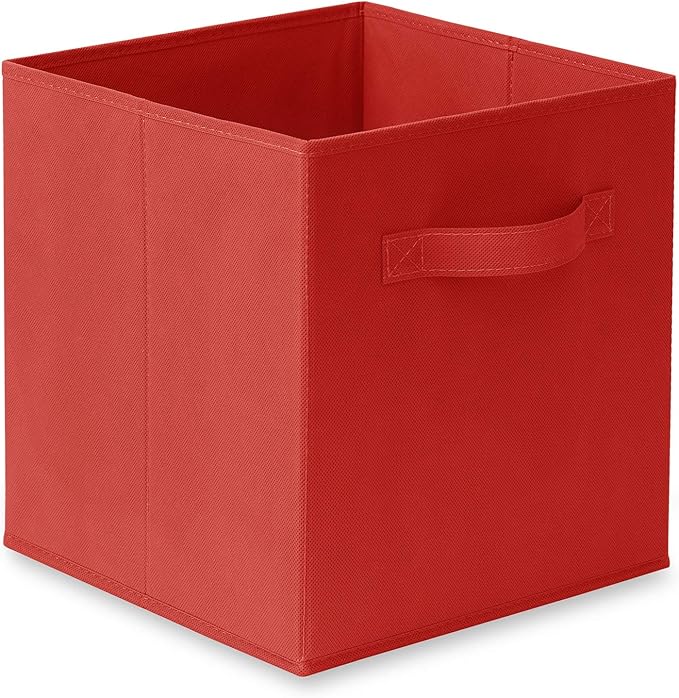 Casafield Set of 6 Collapsible Fabric Cube Storage Bins, Red - 11" Foldable Cloth Baskets for Shelves, Cubby Organizers & Mor