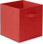 Casafield Set of 6 Collapsible Fabric Cube Storage Bins, Red - 11" Foldable Cloth Baskets for Shelves, Cubby Organizers & Mor