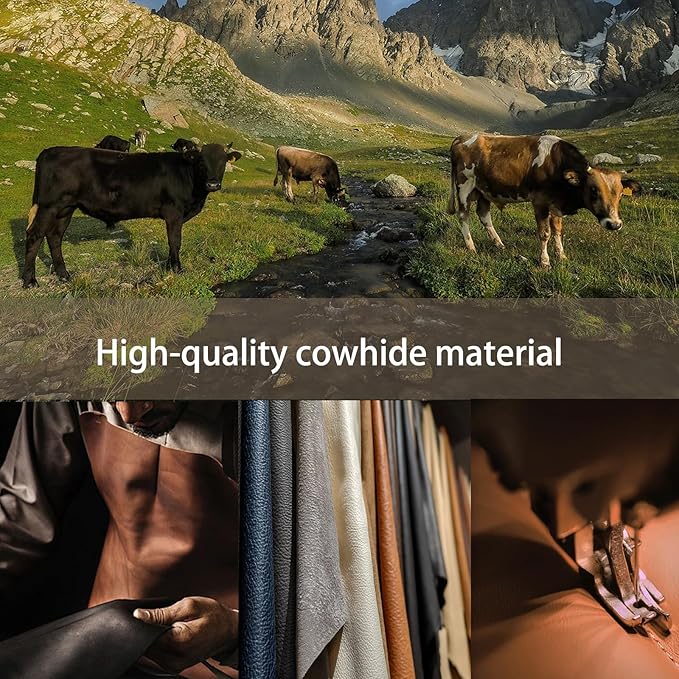 Black Genuine Leather Car Steering Wheel Cover Men Women,Cowhide Wheel Cover,Soft,Breathable,Anti-Slip,Luxury Steering Wheel 