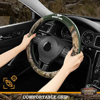Mossy Oak Camo Steering Wheel Cover, Durable Grip Car Steering Cover, Universal Fit 14.5"–15.5" - Made with Premium Green PVC