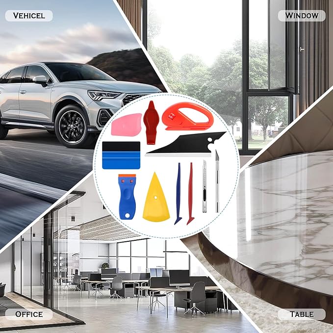 JIURUN 36 PCS Car Window Tint Kit, Vinyl Wrap Tool Window Tint Squeegee Tools Vehicle Glass Protective Film Installation Kit Automotive Window Film Tinting Kit