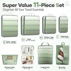 Veken 11 Set Compression Packing Cubes for Travel Essentials,Compressible Expandable Large Luggage Suitcase Organizer Bags fo