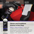 Malco Clean and Shine Interior Car Cleaner and Dressing - Best Interior Car Care to Restore Leather Plastic and Vinyl / 1 Sim