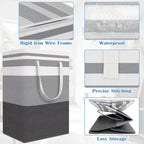 BlissTotes 3-Pack Laundry Basket, Freestanding＆Waterproof Laundry Hamper, Collapsible Tall Clothes Hamper with Easy Carry Han