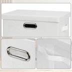 Graciadeco Medium 15" 21 Quart Collapsible Stackable Storage Bins with Lids, 5 Packs White Foldable Fabric Closet Storage Box