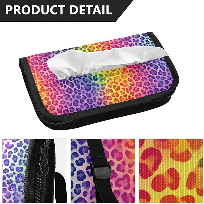 Car Tissue Holder Car Visor Organizer Tissue Box Holder for Car Sun Visor Organizer with Car Vehicle Accessories Essentials Interior for Women Men Purple Leopard Print