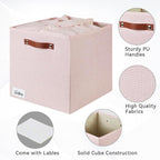 Bagnizer Collapsible Fabric Storage Cube Bins with 2 Reinforced PU Handles, Foldable Storage Organizer Baskets for Closet, Sh