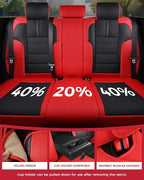 FREESOO Red Black Car Seat Covers Full Set - Faux Nappa Leather Seat Covers for Cars, with Front Seatbelt Pads, Breathable In