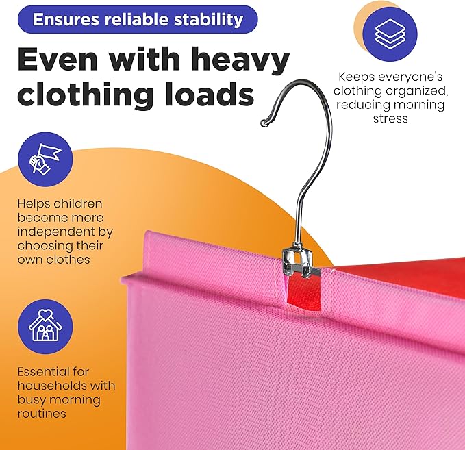 Handy Laundry Hanging Clothes Organizer for Kids - 6-Shelf Closet Daily Clothing Organization Labeled Shelves with Days of Th