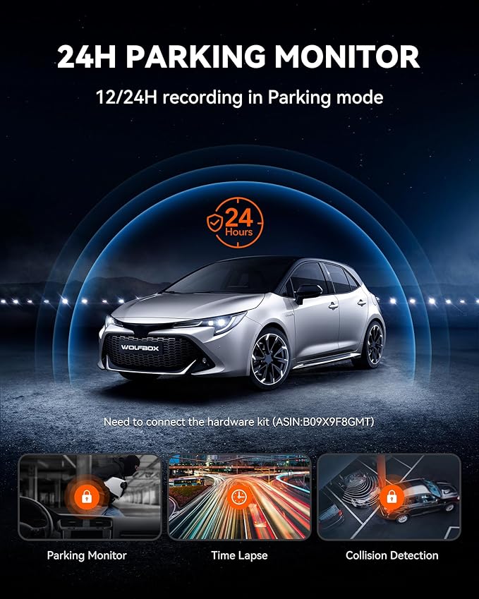 WOLFBOX G930 10'' Rear View Mirror Camera with 5.8GHz WiFi, 4K Dash Cam Front and Rear with WDR, Touch Screen Rearview Mirror