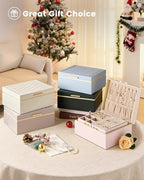 Lolalet Jewelry Box Organizer for Women Girls, 2 Layer Jewelry Organizers and Storage for Necklace Earrings Rings Bracelets, 