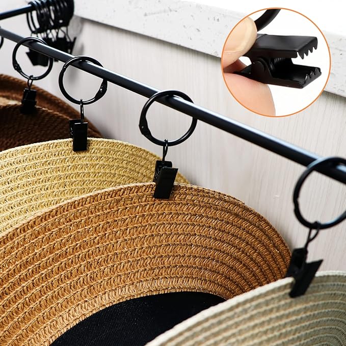 CAPHONT Hat Rack for Baseball Cap Organizer with 24 Hooks, Modern Metal Hats Storage Wall Mounted Caps Hanger for Closet Door