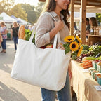 Extra Large Canvas Tote Bag - Big Reusable Grocery Shopping Heavy Duty Foldable