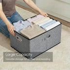 PRANDOM Storage Bins with Lids [3-Pack] Linen Fabric Foldable Storage Boxes Organizer Containers Baskets Cube with Cover for 