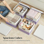 PRANDOM Storage Bins with Lids [3-Pack] Linen Fabric Foldable Storage Boxes Organizer Containers Baskets Cube with Cover for 