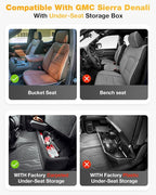 3W Floor Mats Fit for 2019-2025 2026 Chevy Silverado/GMC Sierra Denali 1500 & 2020-2025 2026 GMC Sierra 2500/3500 HD Crew Cab TPE All Weather Floor Liner, Fit For 2nd Row with Factory Carpeted Storage