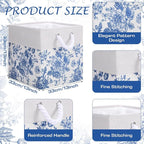 LemonRoad 6 Pcs Blue Floral Cube Storage Bins 13 Inch Square Storage Basket with Handle Preppy Girl Organizer Basket Collapsi